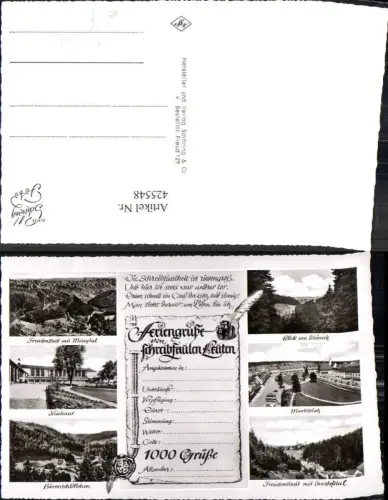 425548,Schreibfaulheit Feriengruß v. Schreibfaulen Leuten Freudenstadt m. Mürgtal Bärenschlösschen