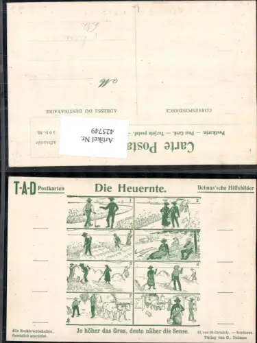 425749,Briefmarkensprache Briefmarken Die Heuernte TAD Postkarten Philatelie pub G. Delmas Bordeaux
