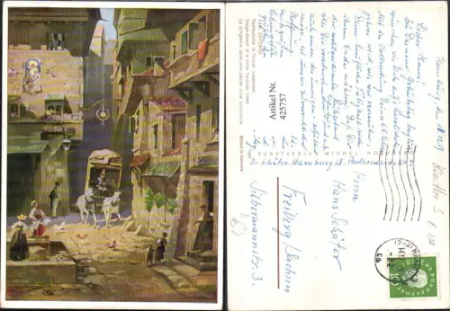 425757,Künstler Ak Carl Spitzweg Postkutsche i. Tiroler Städtchen Postbeförderung Kutsche