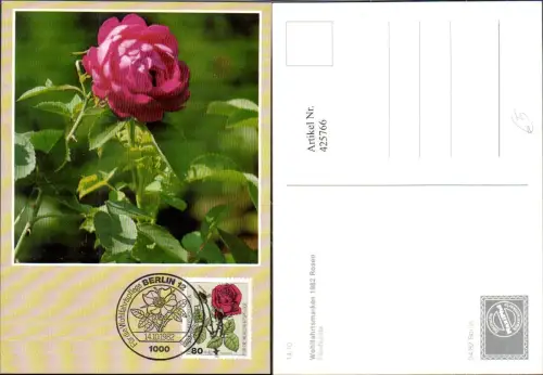 425766,Maximum Ak Wohlfahrtsmarken 1982 Rosen Floribunda Stempel Berlin