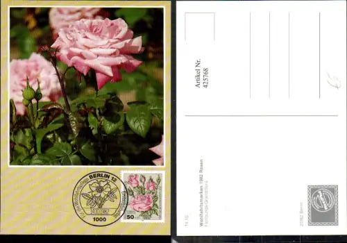 425768,Maximum Ak Wohlfahrtsmarken 1982 Rosen Floribunda-Grandiflora Stempel Berlin