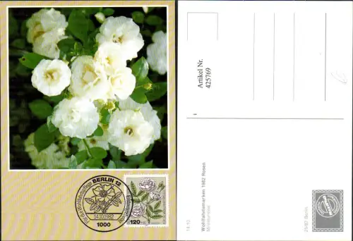 425769,Maximum Ak Wohlfahrtsmarken 1982 Rosen Miniaturrose Stempel Berlin