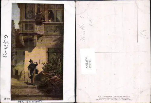 425783,Künstler Ak Carl Spitzweg Der Briefbote Briefträger Postmann Post pub F. A. Ackermann 289/2977