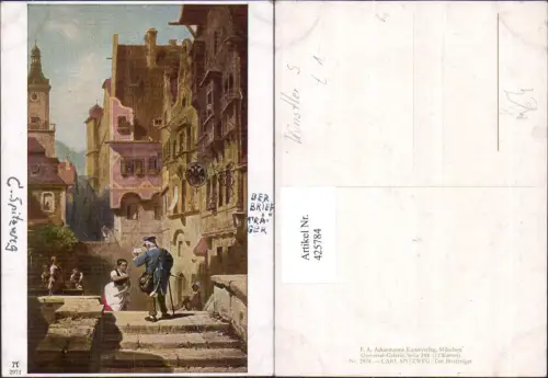 425784,Künstler Ak Carl Spitzweg Der Briefträger Postmann Post pub F. A. Ackermann 288/2974