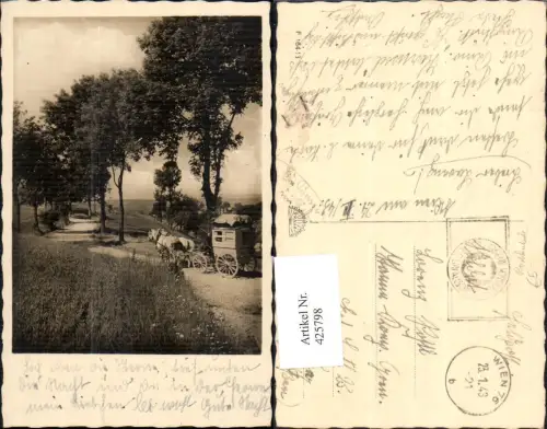 425798,Postbeförderung Postkutsche Kutsche Allee Bäume Landschaft
