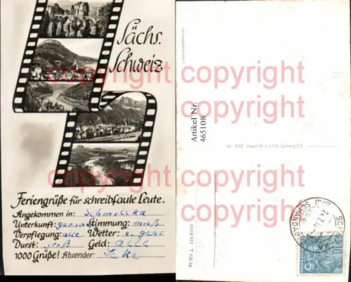465108,Schreibfaulheit Feriengrüße v. schreibfaulen Leuten Sächs. Schweiz Schmillka Bad Schandau