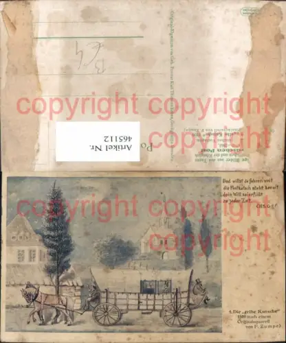465112,Künstler Ak F. Zumpe Die gelbe Kutsche Postkutsche Post