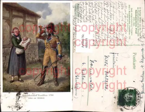 465119,Künstler Ak Gustav Müller Kursächsicher Postillon 1780 Post Posthorn