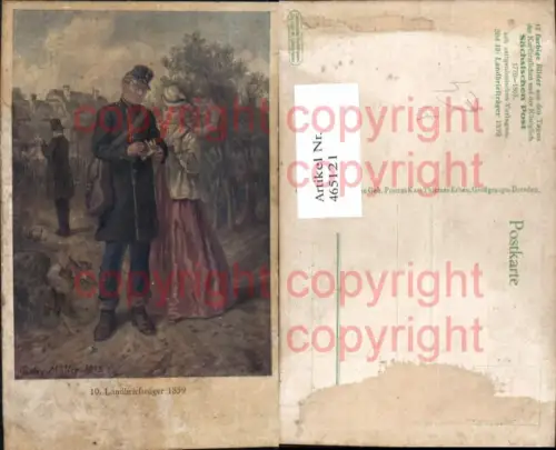 465121,Künstler Ak Gustav Müller Landbriefträger 1859 Frau Schirm Post