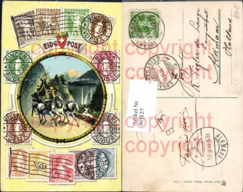 465127,Künstler Ak Post Postkutsche Eidg. Post Postwesen pub Carl Künzli Tobler 1783