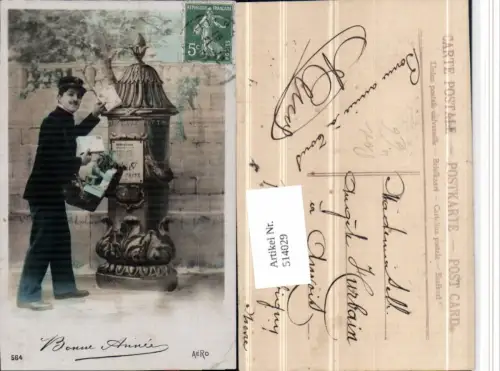514029,Bonne Annee Briefträger Postbote Briefkasten Post