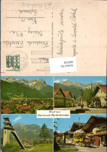 600538,Mehrbild Ak Postbeförderung Post Postkutsche Garmisch-Partenkirche Kutsche