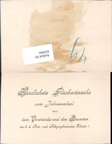 625991,Postwesen Post Olmütz Olomouc Telegraphenamt Beamte Neujahr