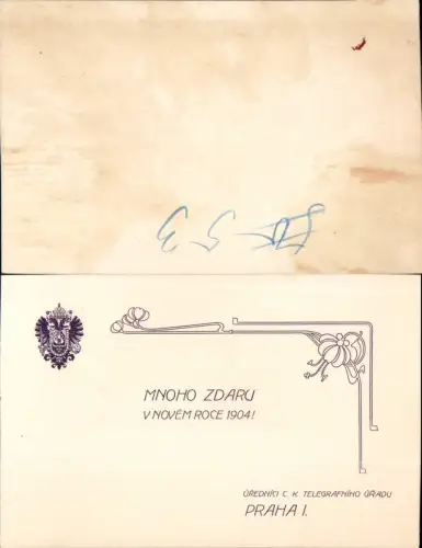 626003,Postwesen Post Praha Prag Telegraphenamt 1904 Jugendstil Art Nouveau