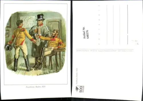 648376,Künstler Ak Gustav Müller Postillione Baden 1820 Briefträger Postwesen