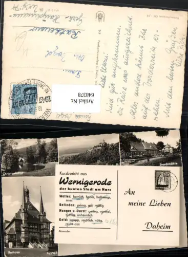 648378,Schreibfaulheit Schreibfaul Kurzbericht Wernigerode Harz Postwesen