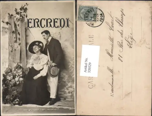 320529,Fotomontage Mercredi Wochentag Mittwoch Paar Hut Blumen