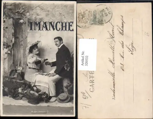 320532,Fotomontage Dimanche Wochentag Sonntag Paar Wein Picknick Hut