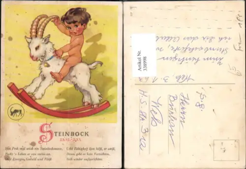 338998,Künstler Ak Steinbock Sternzeichen Text Astrologie Astronomie