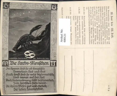 600121,Sternzeichen Horoskop Krebs Menschen Text