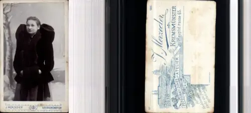530251,CDV Kabinettfoto Atelier J. Merzeder Kremsmünster Robe Frau Tracht