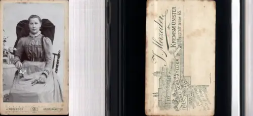 530263,CDV Kabinettfoto Atelier J. Merzeder Kremsmünster Robe Tracht Frau