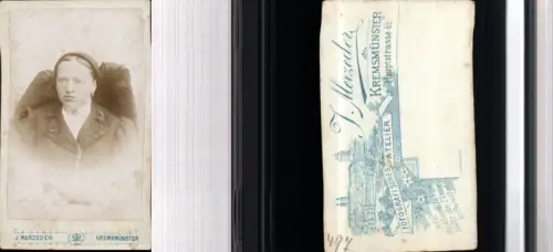 530273,CDV Kabinettfoto Atelier J. Merzeder Kremsmünster Robe Tracht Frau