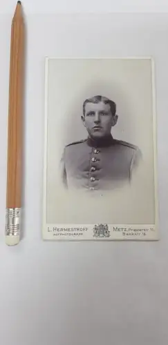 595026,Fotografie CDV Foto Atelier L. Hermestroff Metz Soldat Uniform
