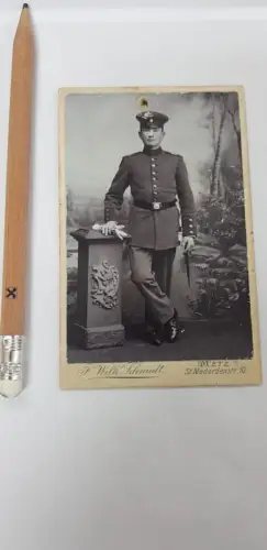 595028,Fotografie CDV Foto Atelier F. Wilh. Schmidt Metz Soldat Uniform Dolch
