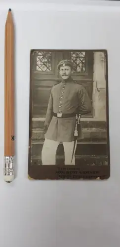 595056,Fotografie CDV Foto Atelier Adalbert Werner München Soldat Uniform Dolch