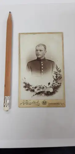 CDV Atelier M. Hirschbeck Landsberg am Lech Soldat Josef Schlampp aus Pitzling 1897