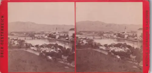 Stereo-Fotografie Linz an der Donau um 1880 Urfahr pub Würthle e Spinnhirn 650
