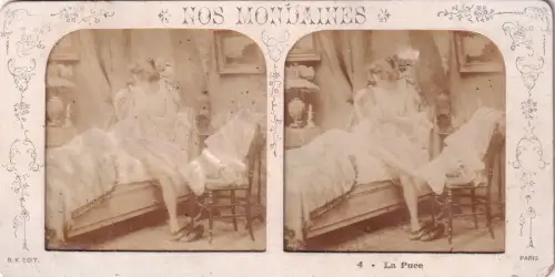 Stereo-Fotografie Nos Mondaines Erotik Risque B. K. Paris La Puce 4