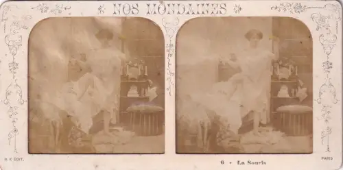 Stereo-Fotografie Nos Mondaines Erotik Risque B. K. Paris La Souris Frau