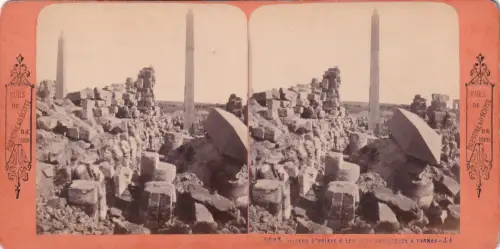 Stereo-Fotografie Piliers Osiris Obelisques Karnak Palestine Palästina Egypt