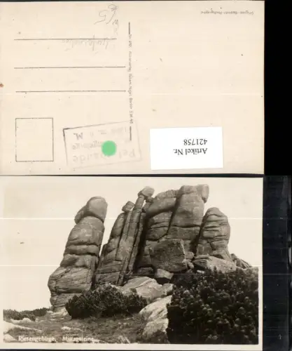 421758,Riesengebirge Mittagsteine Steinformation Felsen b. Krummhübel Karpacz