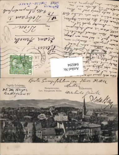 640294,Teplitz Schönau Teplice Sanov Böhmen Totale 1910
