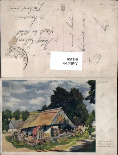 641458,Künstler AK Al. Kalvoda Böhmische Hütte Böhmen Ceska chalupa Landwirtschaft