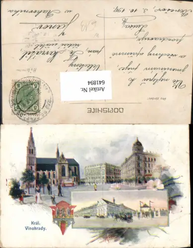 641894,tolle Lithographie Kralove Vinohrady Königliche Weinberge sign. Körber Böhmen