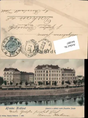 641897,Hradec Kralove Königgrätz namesti a nabrezi cisare Frantiska Josefa 1902