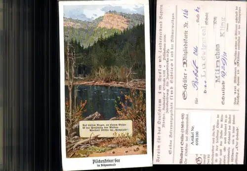 698100 Künstler AK Böhmen Plöckensteiner See Böhmerwald Nova Pec