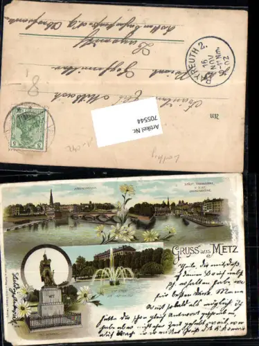705544 Lithographie Gruss aus Metz Lothringen Triebwerke pub Louis Glaser 5167