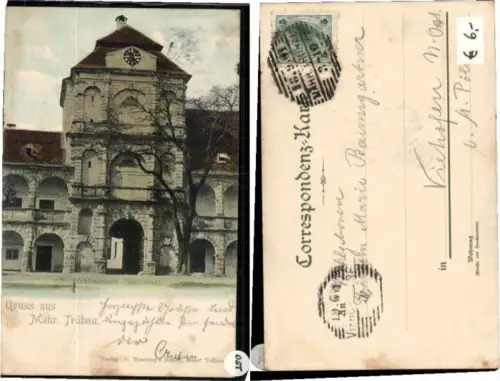 70569,Gruss aus Mährisch Trübau Schlossthurm 1900