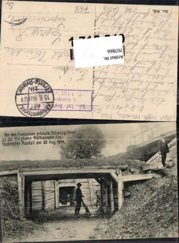 707866 France Ringbahn Mülhausen Mulhouse Elsass Schanzgräben 1914 Soldaten
