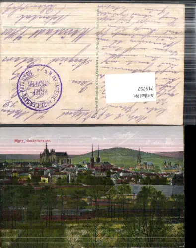 715757 Metz Elsass Alsace Feldpost Neustadt Schöntal 8. Inf. Reg. Ers.