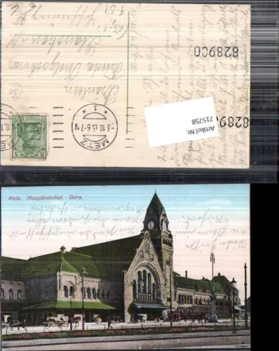 715758 Metz Elsass Alsace Gare Bahnhof gel Glauchau Sachsen 1913