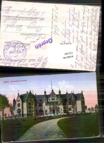 715768 Metz Elsass Alsace Generalkommando Feldpost Cammerforst Mühlhausen Thüringen
