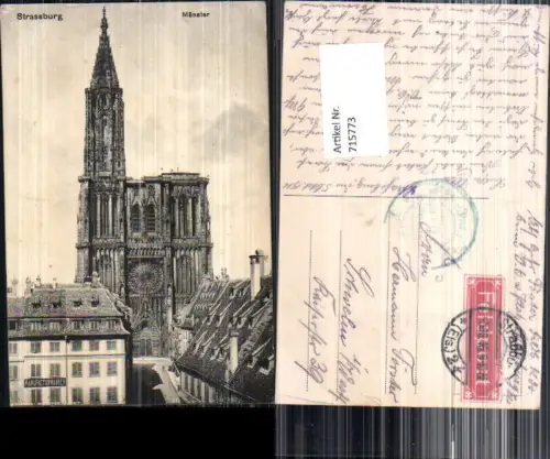 715773 Straßburg Strasbourg Elsass Münster Feldpost Schwelm
