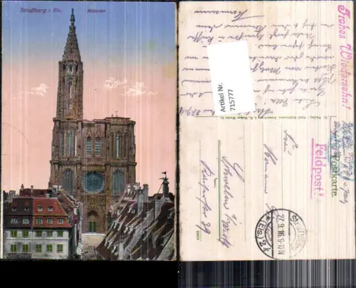 715777 Straßburg Strasbourg Elsass Münster Feldpost Schwelm