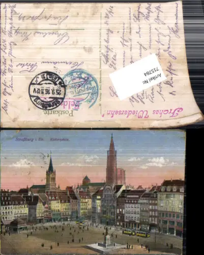 715784 Straßburg Strasbourg Elsass Kleberplatz Feldpost Schwelm